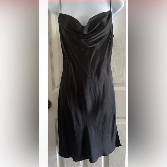 Y2K Victoria’s Secret Silk Black Draped Bias Cut Vintage Mini Gown Slip Dress M